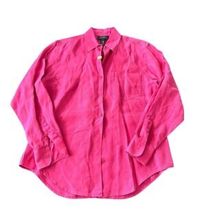 Ralph Lauren Vintage Women's Pink Linen Blouse Size 8 Long‎ Sleeve
